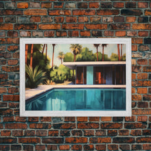 Load image into Gallery viewer, The Pool House, Mid Century Modern Decor, Framed Wall Art, Architectural Print, Retro Art, Swimming Pool Art, Framed Painting