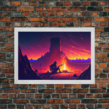 Carregar imagem no visualizador da galeria, Campfire Songs, Retrowave style art, framed canvas print, synthwave art