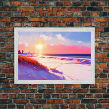 Load image into Gallery viewer, Boho Style Whimsical Beach Art, Framed Canvas Print, Minimalist Modern Farmhouse Decor, Maine Beach Art
