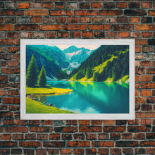 Carregar imagem no visualizador da galeria, Calm and Serene Landscape Painting, Framed Canvas Print National Park Canvas Art, Framed wall decor, living room wall art, Pine Tree Lake