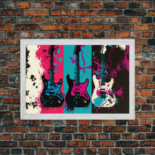 Load image into Gallery viewer, Electric Guitar Graffiti Punk Pop Art, Instrument Drawings, Framed Canvas Print, Pop Art, Splatter Art, Large Living Room Wall Decorr