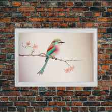 Cargar imagen en el visor de la galería, Colorful Oriole Bird On a Branch, Watercolor, Framed Canvas Print, Birdwatcher Art
