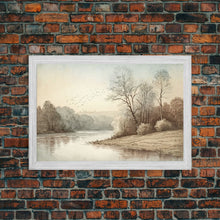 Load image into Gallery viewer, Farmhouse Wall Art, Retro / Vintage Style Landscape, Framed Canvas Print, Boho Style Minimalist Art, Framed Wall Art