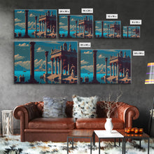 Load image into Gallery viewer, Ancient Roman Architecture, 8 bit pixel art, framed canvas print