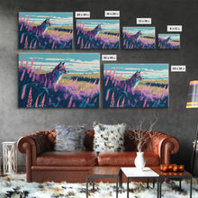 Carregar imagem no visualizador da galeria, Cute fox in a field, watercolor art, framed canvas print, colorful animal art