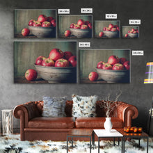Cargar imagen en el visor de la galería, Farmhouse Kitchen Art, Framed Canvas Print, Still Life of Apples In A Rustic Bowl, Photography Print, Kitchen Decor, Rustic Country Kitchen