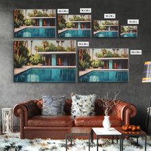 Load image into Gallery viewer, The Pool House, Mid Century Modern Decor, Framed Wall Art, Architectural Print, Retro Art, Swimming Pool Art, Framed Painting