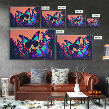 Load image into Gallery viewer, Beautiful butterfly art, vaporwave aesthetic pastel art, framed canvas print