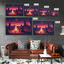 Carregar imagem no visualizador da galeria, Campfire Songs, Retrowave style art, framed canvas print, synthwave art