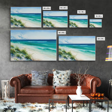 Carregar imagem no visualizador da galeria, Canvas Print, Painting of Emerald Green Waves, Framed Canvas Art, whimsical ocean art, framed wall art