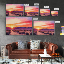 Load image into Gallery viewer, Arizona Desert at Sunset, Dirt Road, Framed Canvas Print, Colorful Wall Art, Sofa Art
