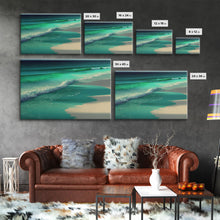 Carregar imagem no visualizador da galeria, Canvas Print, Painting of Emerald Green Waves, Framed Canvas Art