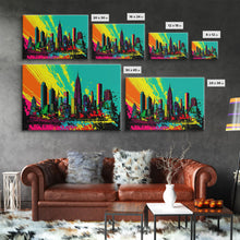 Load image into Gallery viewer, Chicago City Skyline Graffiti Art, Framed Canvas Print, Large Office Wall Decor, Huge Living Room Art