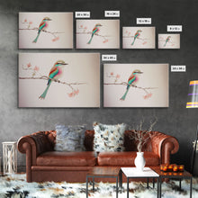 Cargar imagen en el visor de la galería, Colorful Oriole Bird On a Branch, Watercolor, Framed Canvas Print, Birdwatcher Art