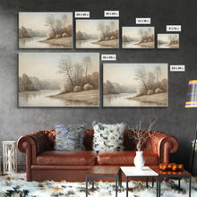 Load image into Gallery viewer, Farmhouse Wall Art, Retro / Vintage Style Landscape, Framed Canvas Print, Boho Style Minimalist Art, Framed Wall Art