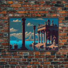 Load image into Gallery viewer, Ancient Roman Architecture, 8 bit pixel art, framed canvas print