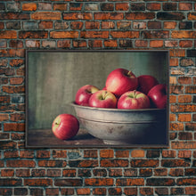 Cargar imagen en el visor de la galería, Farmhouse Kitchen Art, Framed Canvas Print, Still Life of Apples In A Rustic Bowl, Photography Print, Kitchen Decor, Rustic Country Kitchen