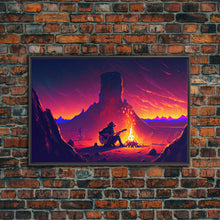 Carregar imagem no visualizador da galeria, Campfire Songs, Retrowave style art, framed canvas print, synthwave art