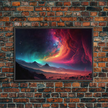 Cargar imagen en el visor de la galería, Colorful Galaxy Full of Stars, Framed Canvas Print, Unique Wall Art, Large Format Art, Retro Synthwave Style Space Art