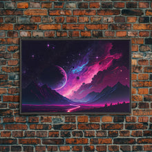 Carregar imagem no visualizador da galeria, Alien Planet Fantasy Landscape Mountains Pink Voilet Fine Art Print, Wall Art Print, Wall Poster, Wall Décor