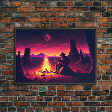 Carregar imagem no visualizador da galeria, Campfire Songs, Retrowave style art, framed canvas print, synthwave art