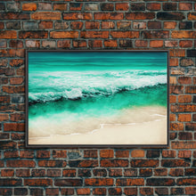 Carregar imagem no visualizador da galeria, Canvas Print, Painting of Emerald Green Waves, Framed Canvas Art, whimsical ocean art, framed wall art