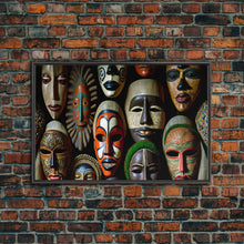 Carregar imagem no visualizador da galeria, African Traditional Masks Framed Canvas Wall Art | Canvas Print Decor for Home & Office Decoration I Ready To Hang Canvas