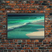 Carregar imagem no visualizador da galeria, Canvas Print, Painting of Emerald Green Waves, Framed Canvas Art