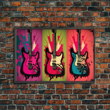Load image into Gallery viewer, Electric Guitar Pop Art, Instrument Drawings, Framed Canvas Print, Pop Art, Graffiti Splatter Art, Large Living Room Wall Decorr