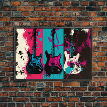 Load image into Gallery viewer, Electric Guitar Graffiti Punk Pop Art, Instrument Drawings, Framed Canvas Print, Pop Art, Splatter Art, Large Living Room Wall Decorr