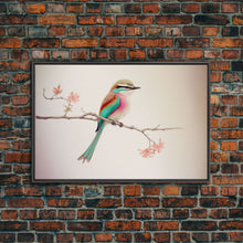 Cargar imagen en el visor de la galería, Colorful Oriole Bird On a Branch, Watercolor, Framed Canvas Print, Birdwatcher Art