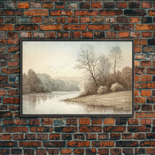 Load image into Gallery viewer, Farmhouse Wall Art, Retro / Vintage Style Landscape, Framed Canvas Print, Boho Style Minimalist Art, Framed Wall Art