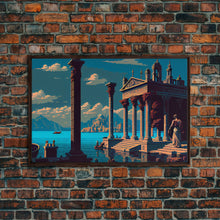 Load image into Gallery viewer, Ancient Roman Architecture, 8 bit pixel art, framed canvas print