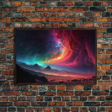 Cargar imagen en el visor de la galería, Colorful Galaxy Full of Stars, Framed Canvas Print, Unique Wall Art, Large Format Art, Retro Synthwave Style Space Art