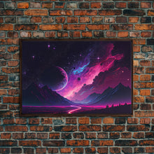 Carregar imagem no visualizador da galeria, Alien Planet Fantasy Landscape Mountains Pink Voilet Fine Art Print, Wall Art Print, Wall Poster, Wall Décor