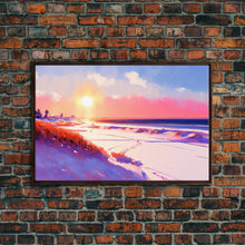 Load image into Gallery viewer, Boho Style Whimsical Beach Art, Framed Canvas Print, Minimalist Modern Farmhouse Decor, Maine Beach Art