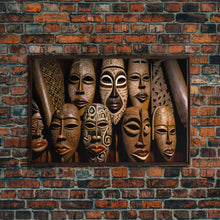 Carregar imagem no visualizador da galeria, African Traditional Masks Framed Canvas Wall Art | Canvas Print Decor for Home & Office Decoration I Ready To Hang Canvas Print
