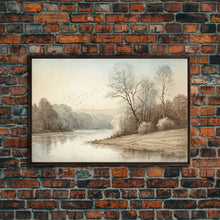 Load image into Gallery viewer, Farmhouse Wall Art, Retro / Vintage Style Landscape, Framed Canvas Print, Boho Style Minimalist Art, Framed Wall Art