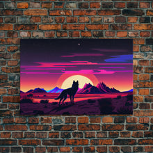 Load image into Gallery viewer, Desert Full Moon Silhouette Fox Purple Wall Art Print, Wall Decor, Wall Poster, Fine Art Print