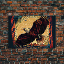 Load image into Gallery viewer, Bald eagle mural art, framed canvas print, framed wall art, cool bedroom wall decor