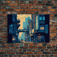 Load image into Gallery viewer, Futuristic Dystopian Cyberpunk City Blue Urban Fine Art Print, Wall Decor, Wall Poster, Wall Art Print