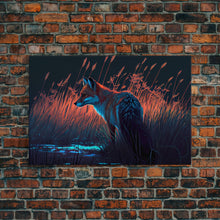 Carregar imagem no visualizador da galeria, Cute animal prints, fox hunting in the tall grass, framed canvas print