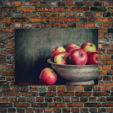Cargar imagen en el visor de la galería, Farmhouse Kitchen Art, Framed Canvas Print, Still Life of Apples In A Rustic Bowl, Photography Print, Kitchen Decor, Rustic Country Kitchen
