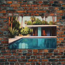 Load image into Gallery viewer, The Pool House, Mid Century Modern Decor, Framed Wall Art, Architectural Print, Retro Art, Swimming Pool Art, Framed Painting