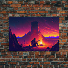 Carregar imagem no visualizador da galeria, Campfire Songs, Retrowave style art, framed canvas print, synthwave art