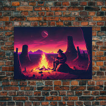 Carregar imagem no visualizador da galeria, Campfire Songs, Retrowave style art, framed canvas print, synthwave art