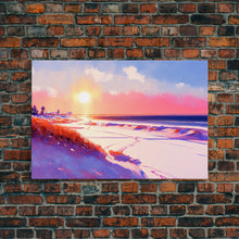 Load image into Gallery viewer, Boho Style Whimsical Beach Art, Framed Canvas Print, Minimalist Modern Farmhouse Decor, Maine Beach Art