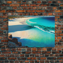 Load image into Gallery viewer, Bird's Eye View Of a Tropical Beach, Framed Canvas Print, Lake House Art, Modern Farmhouse Decor