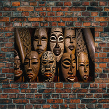 Carregar imagem no visualizador da galeria, African Traditional Masks Framed Canvas Wall Art | Canvas Print Decor for Home & Office Decoration I Ready To Hang Canvas Print