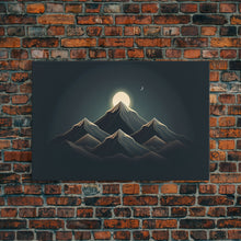 Load image into Gallery viewer, Black and Gold Art Deco Style Mountain landscape at Sunset, Framed Canvas Print, Large Format Wall Art, Huge Wall Decor